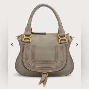Marcie Small Satchel Bag in Grained Calfskin Cashmere Grey